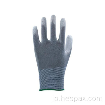 Hespax安いグレーPUワークグローブシームレスな工業